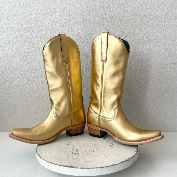 Lane EMMA JANE Womens Cowboy Boots 6.5 Gold Western Cowgirl Mid Calf Tall Boot - Picture 7 of 11